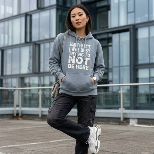 Women's Graphic Hoodie - "Sorry I'm Late" | Tee Noodle