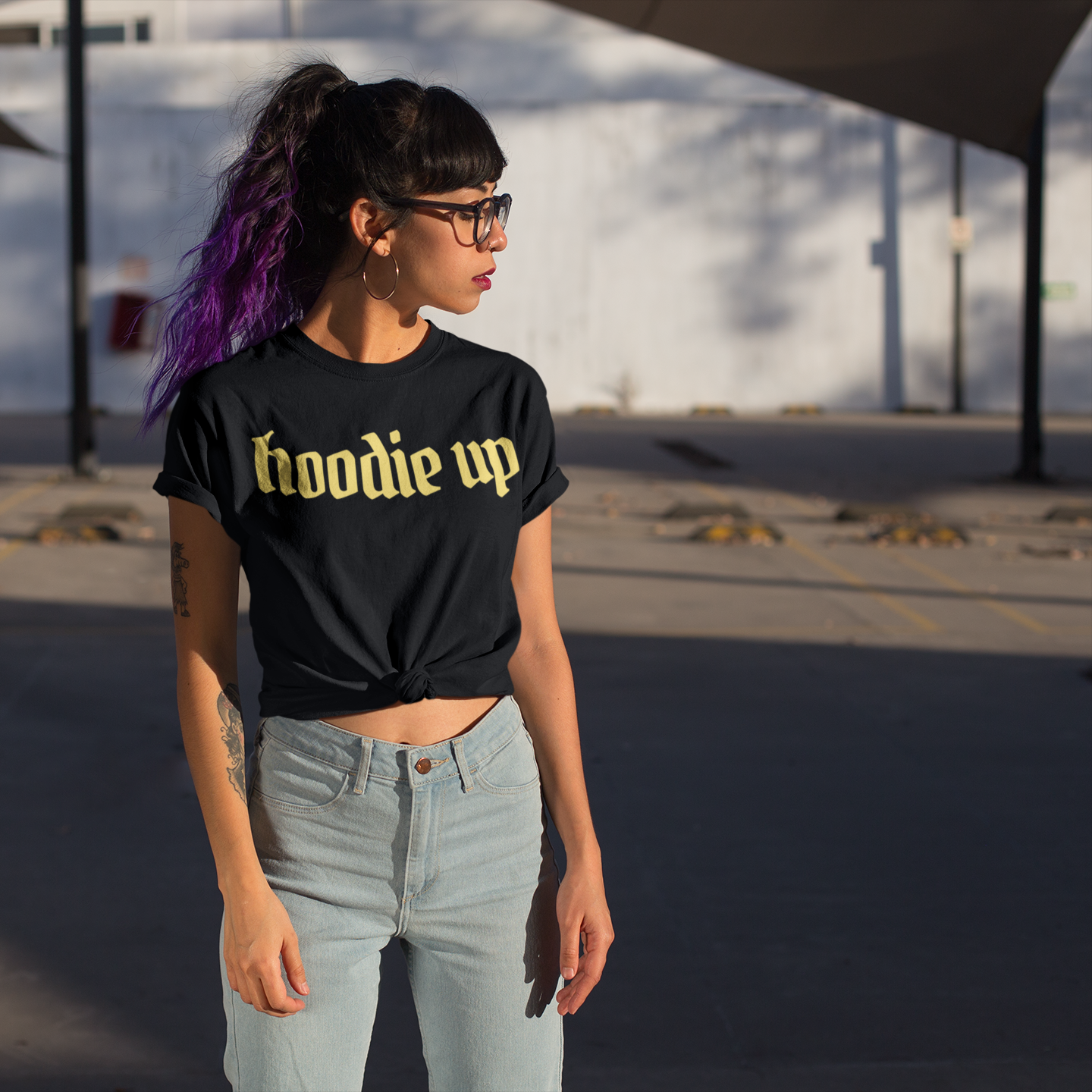 Women's Graphic T-Shirt - "Hoodie Up (Yellow Edition)" | Tee Noodle